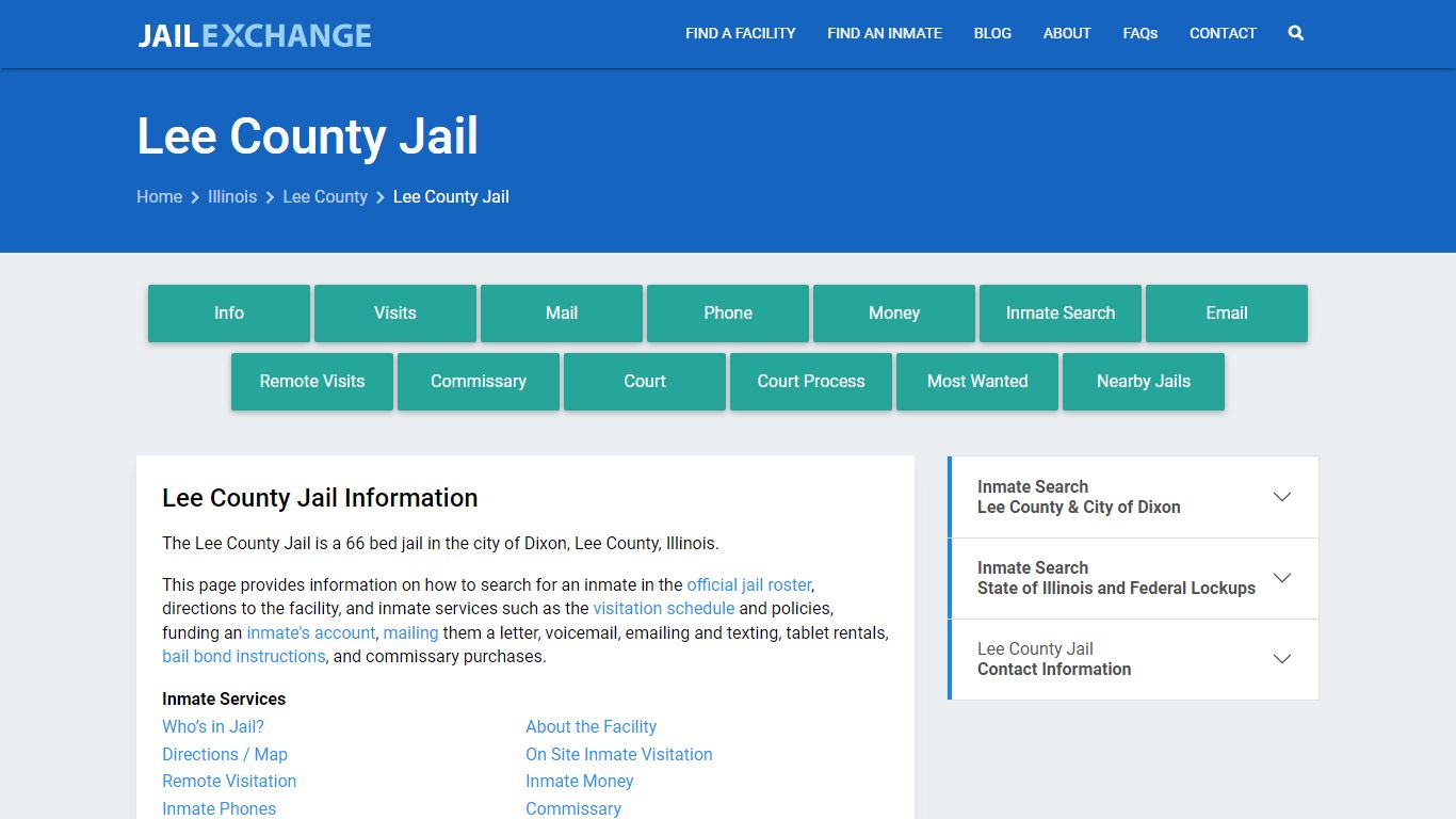Lee County Jail, IL Inmate Search, Information